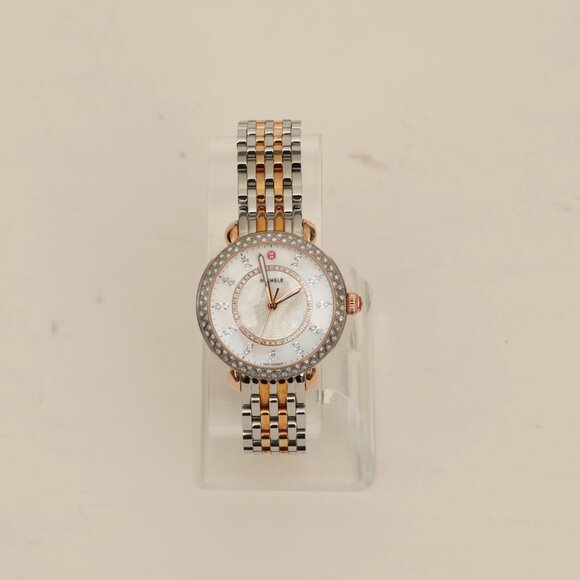 Michele Sidney MoP Diamond Silver Rose Gold Watch - Picture 3 of 13